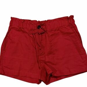 Forever 21 Red High-Waist Drawstring Pocket Shorts